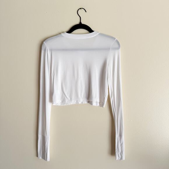 Offline by Aerie White Long Sleeve Cropped Shirt - Small - Picture 5 of 6